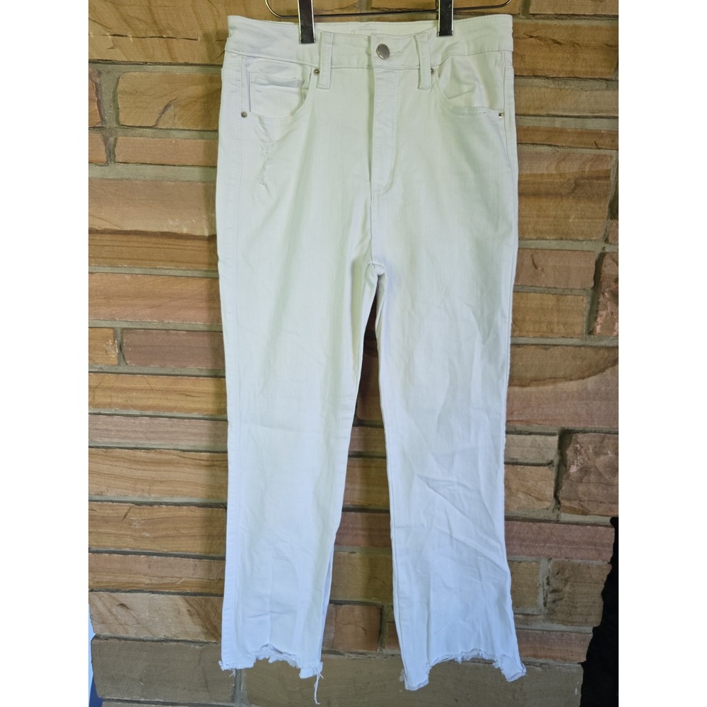 A2 Jeans Los Angeles Distressed White Ankle Skinny Sz 7 Sharkbite